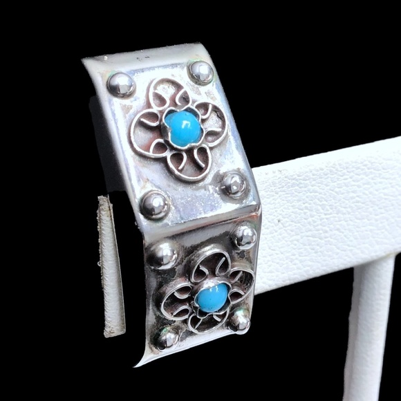 🌺Vintage Taxco Sterling & Turquoise Earrings - Picture 9 of 15